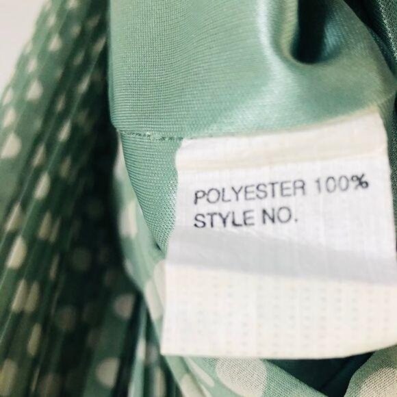 O2 Collection Women’s Midi Sundress Large Juniors Polka Dot Pleats Green - Picture 8 of 9